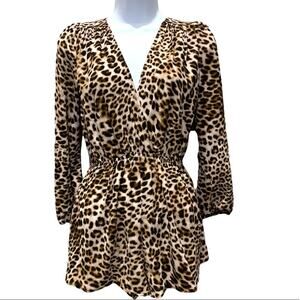 Audrey 3+1 romper animal print leopard gathered elasticized waist size‎ small